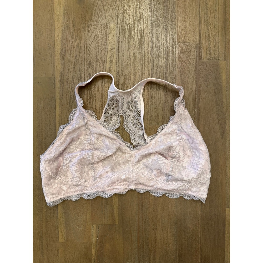 Felina Pink Lace Racerback Bralette C3995 Women‎ Large L/G Wire Free Hook Eye